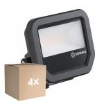 Multipack 4x Ledvance LED Floodlight Aluminium Black 8W 1200lm 100D - 840 Cool White | IP66 - Symmetrical